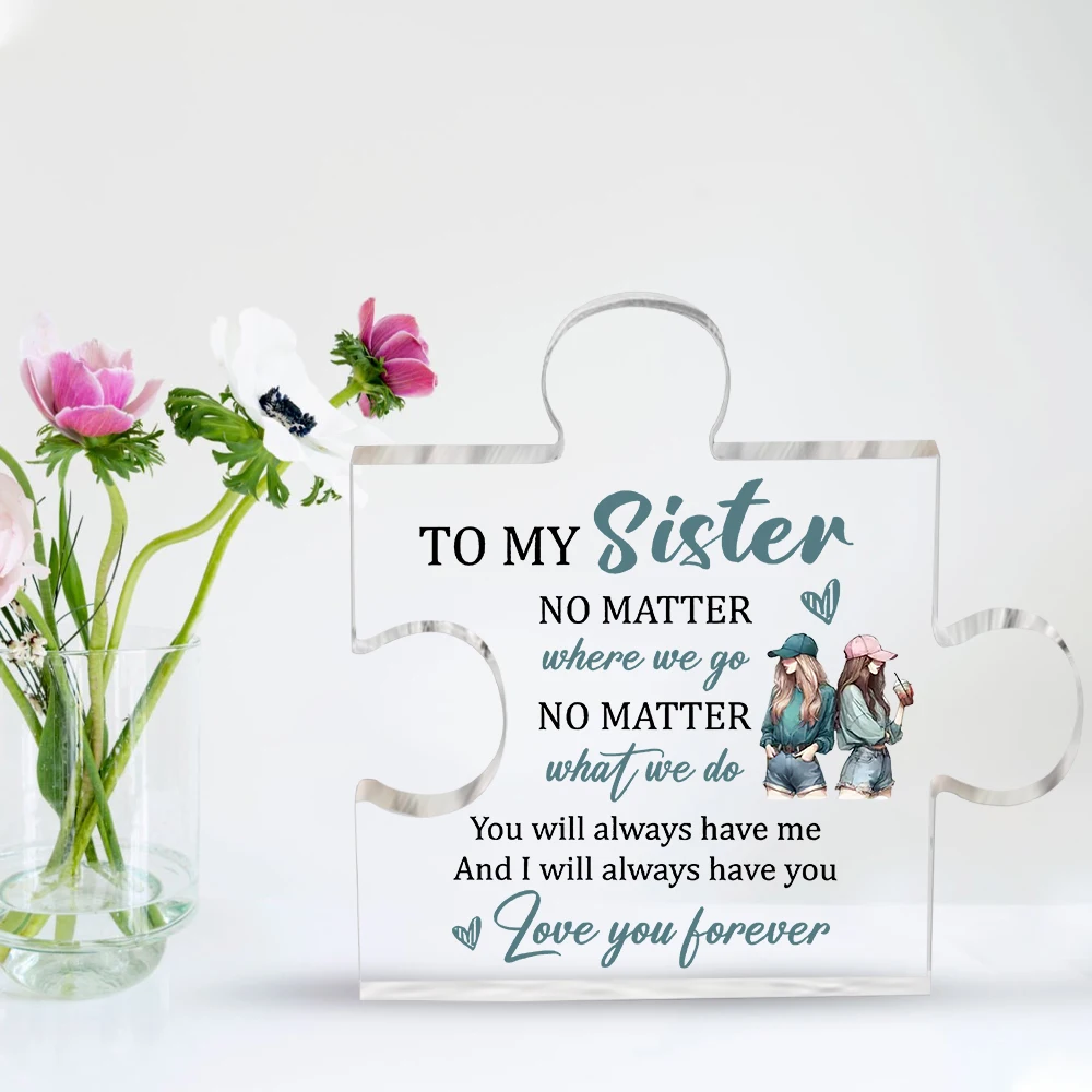 1pc Acrylic Sister Puzzle Piece Desk Ornament - Sentimental Sibling Gift for Christmas, Thanksgiving, Weddings, Birthdays