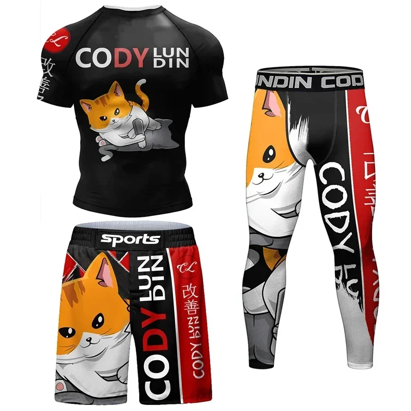 MMA Muay Thai ropa deportiva conjunto de boxeo de compresión chándal hombres entrenamiento deportivo culturismo entrenamiento Rashguard Fitness ropa de gimnasio