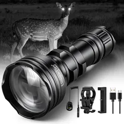 UniqueFire 1903 Zoomable IR 850nm LED Flashlight  with Rat Tail+Charger+Scope Mount 3 Modes Adjustable Torch for Outdoor Hunting