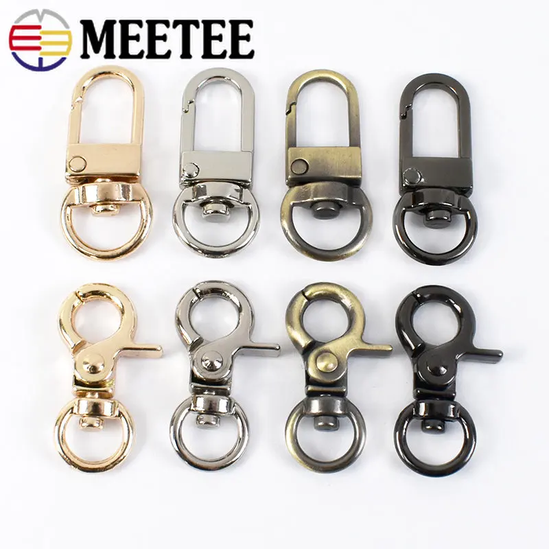 10Pcs 10mm Metal Buckles KeyChain Swivel Clip Lobster Clasp Bags Strap Dog Collar Carabiner Snap Hook DIY Hardware Accessories