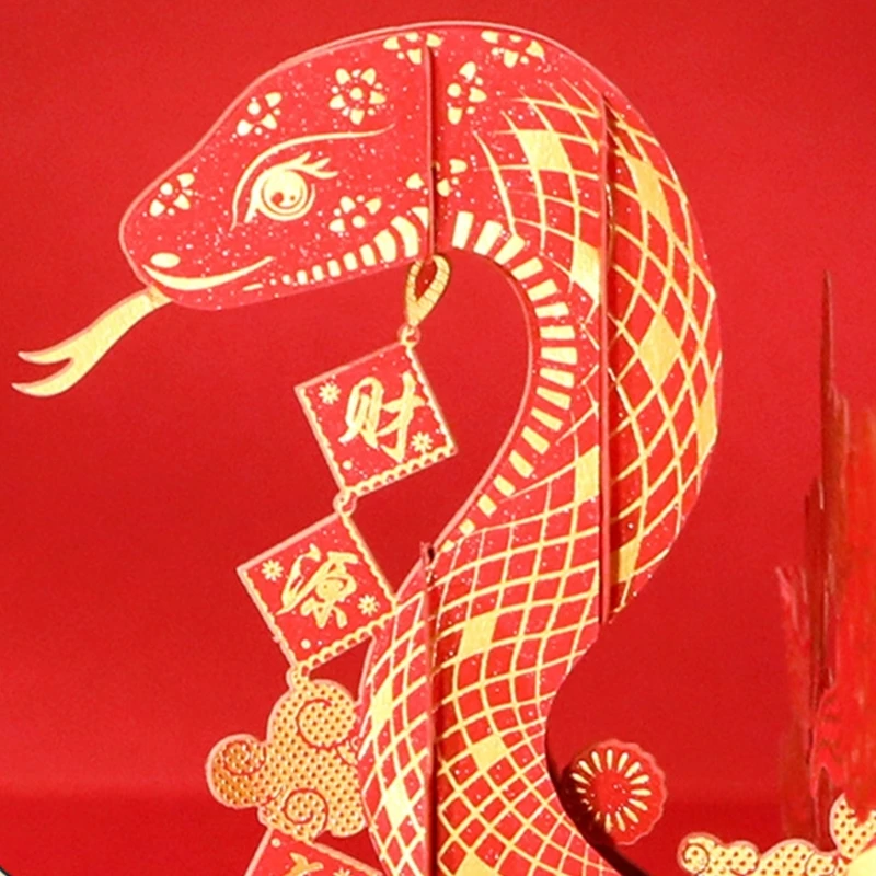 Y1UB Year Of The Snake 2025 Chinese New Year 3D Greeting Card for Family and Friend