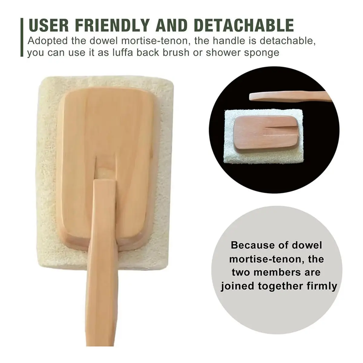 2026 New Tool 2 Pack Exfoliating Loofah Luffa Loofa Bath Brush on A Stick, Shower Sponge Back Scrubber with Long Wooden Handle