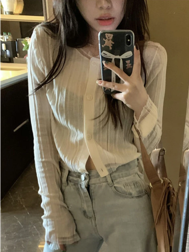 Cardigan for Women Solid Classic Thin Summer Sun-proof Casual Cropped Ins Daily Korean Style Sweet Soft Fashion College Hot Sale