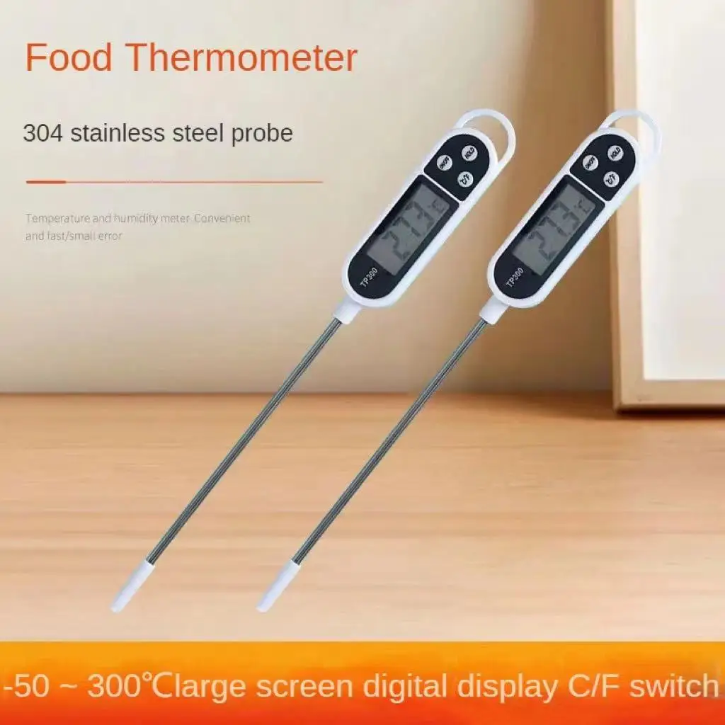 Digital Kitchen Food Thermometer Stainless Steel Probe Pen Type LCD Display Temperature Measuring Tool for Meat Milk Cooking