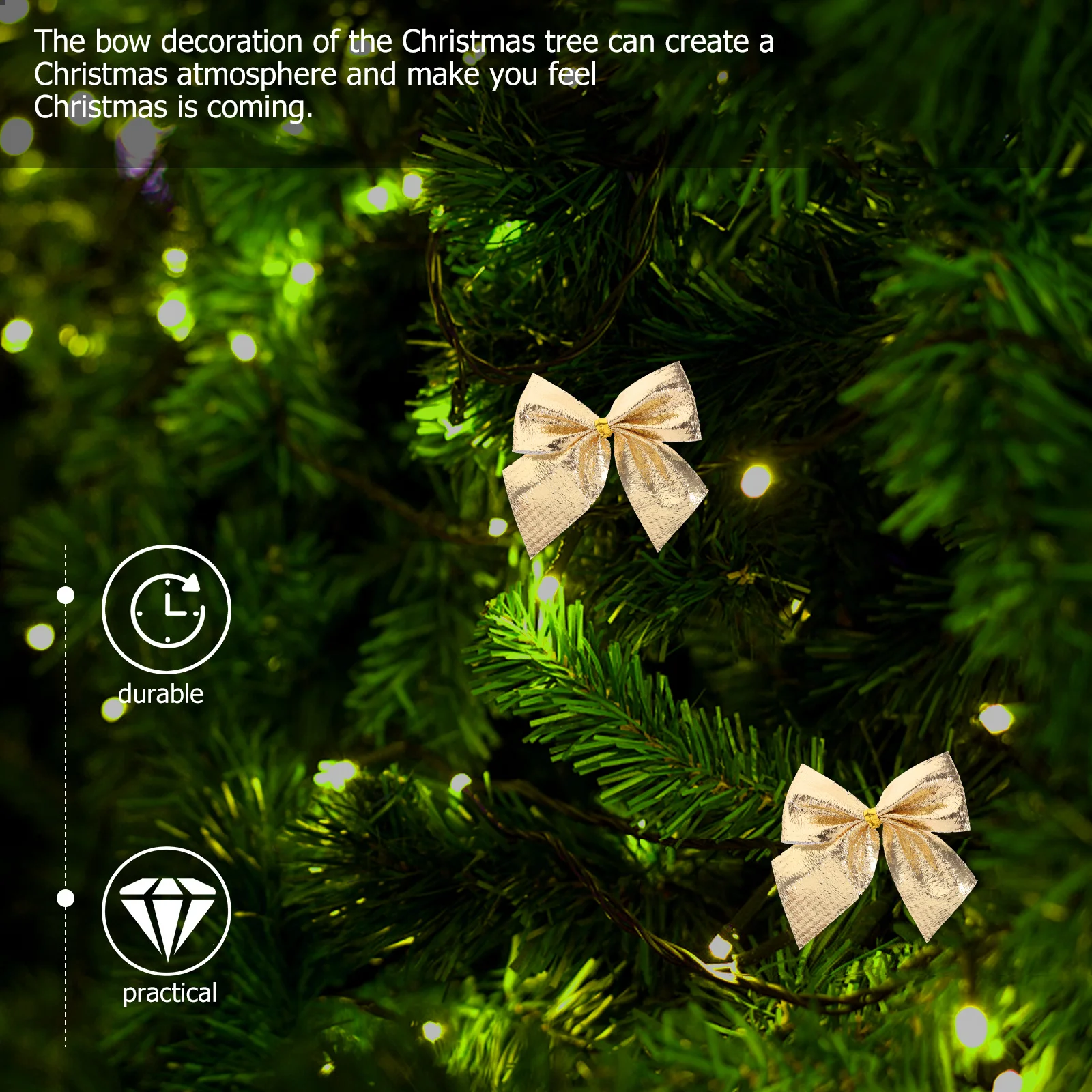 

120Pcs Christmas Bow Decorations Mini Ornaments Tree Wreaths Hanging Xmas Decor Christmas Bow Decorations Bows for Crafts