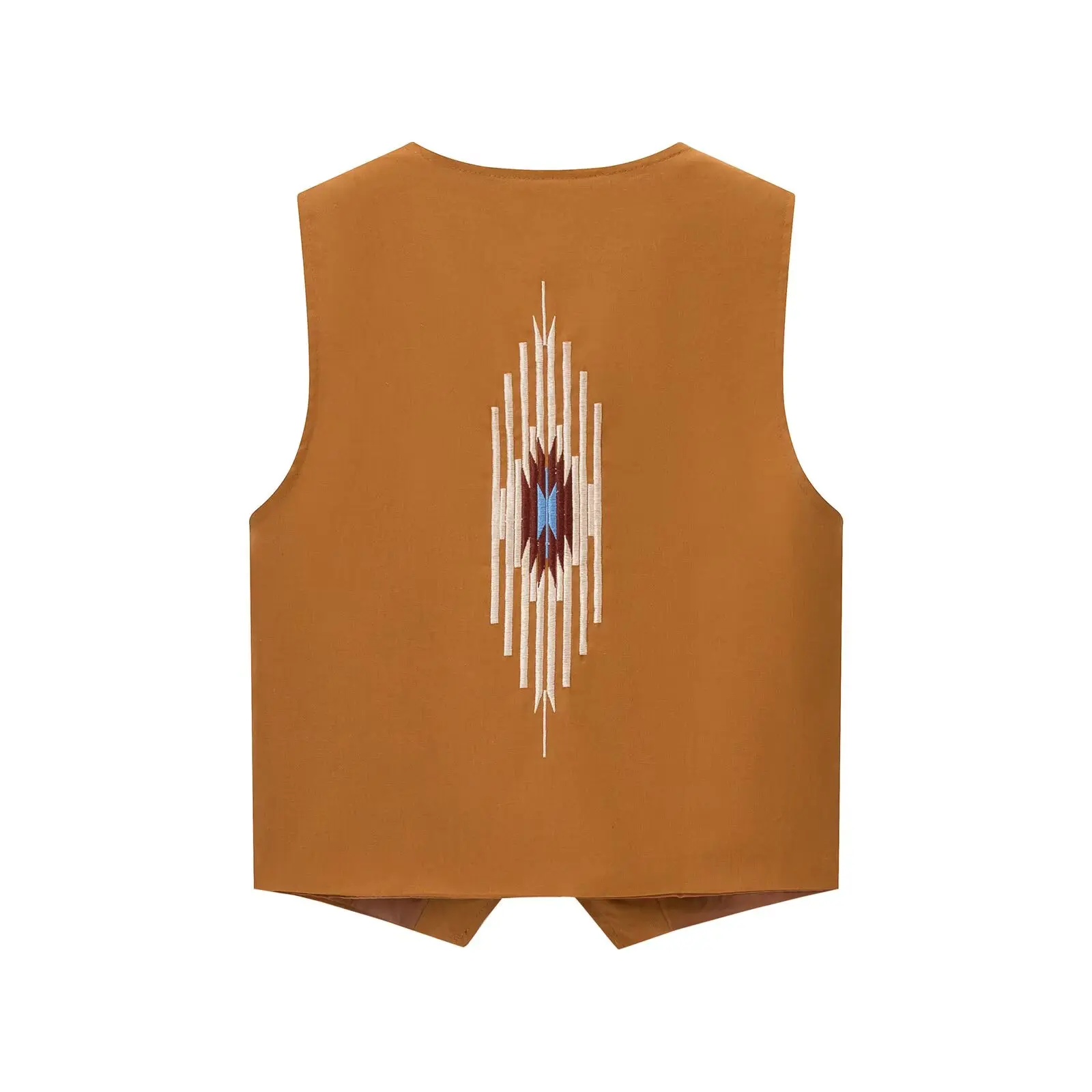 ZBZR Faionable Embroidered Button up Vest Spring 2025 Women's Wear Sli Charming Layering Trendy oulder Pad Jaet
