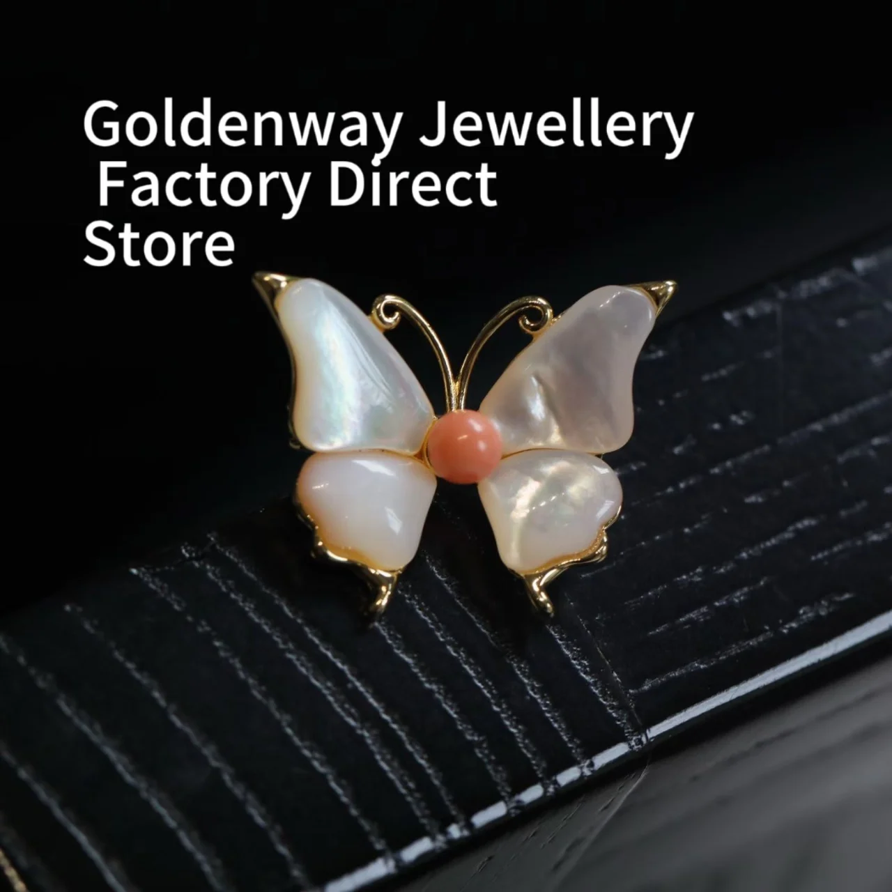 Certificated Natural Gemstone Brooch Genuine White Shell Real Precious Pink Coral Butterfly Pin For Clother Scraf Fine Accessory