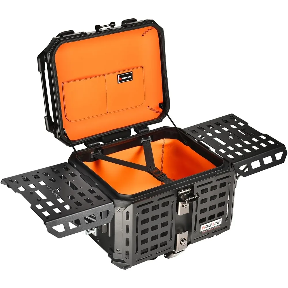 

Универсальный алюминиевый хвостовой ящик для мотоцикла с кожаной подкладкой, 45 л, водонепроницаемый съемный багажник с замком