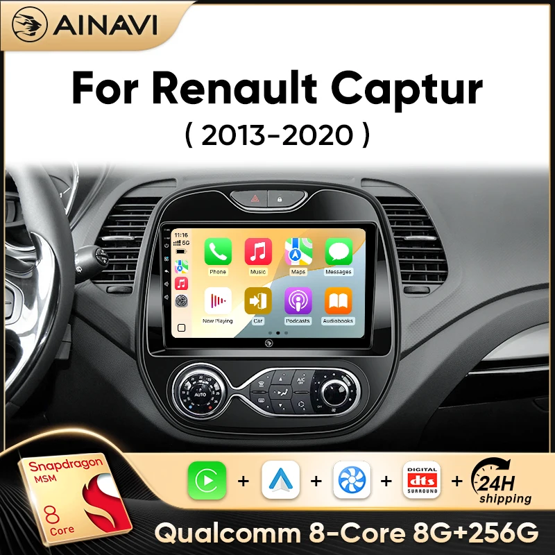 Ainavi Autoradio Per Renault Kaptur Captur Clio Samsung QM3 2013-2020 Wireless Carplay multimediale Android Auto 4G Stereo 2Din