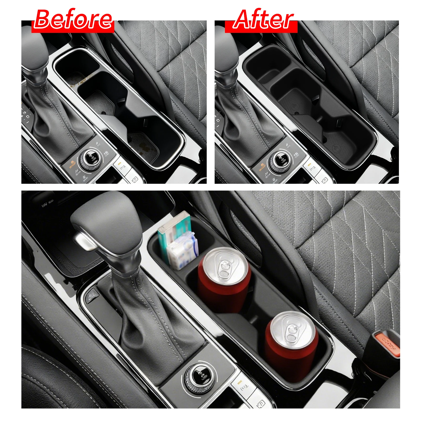 

Подстаканник на центральной консоли для Kia Telluride, американская версия 2020-2025, амортизирующий лоток для хранения, TPE, автомобильные аксессуары для уборки