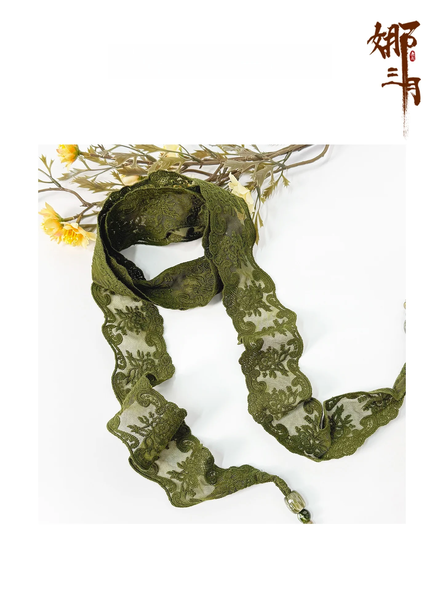 レトロレースロングスカーフ-レディース-春-2026-新作-多用途装飾ネックタイ-多機能コットンナイロン生地スカーフ