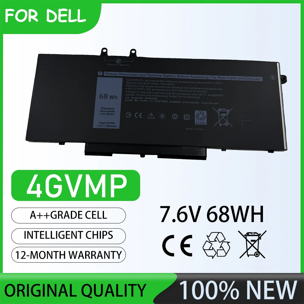 68Wh 4GVMP Laptop Battery 7.6V 68Wh For DELL Latitude 5400 5401 5500 5501 5410 5411 5510 5511 Precision 3541 3540 3550