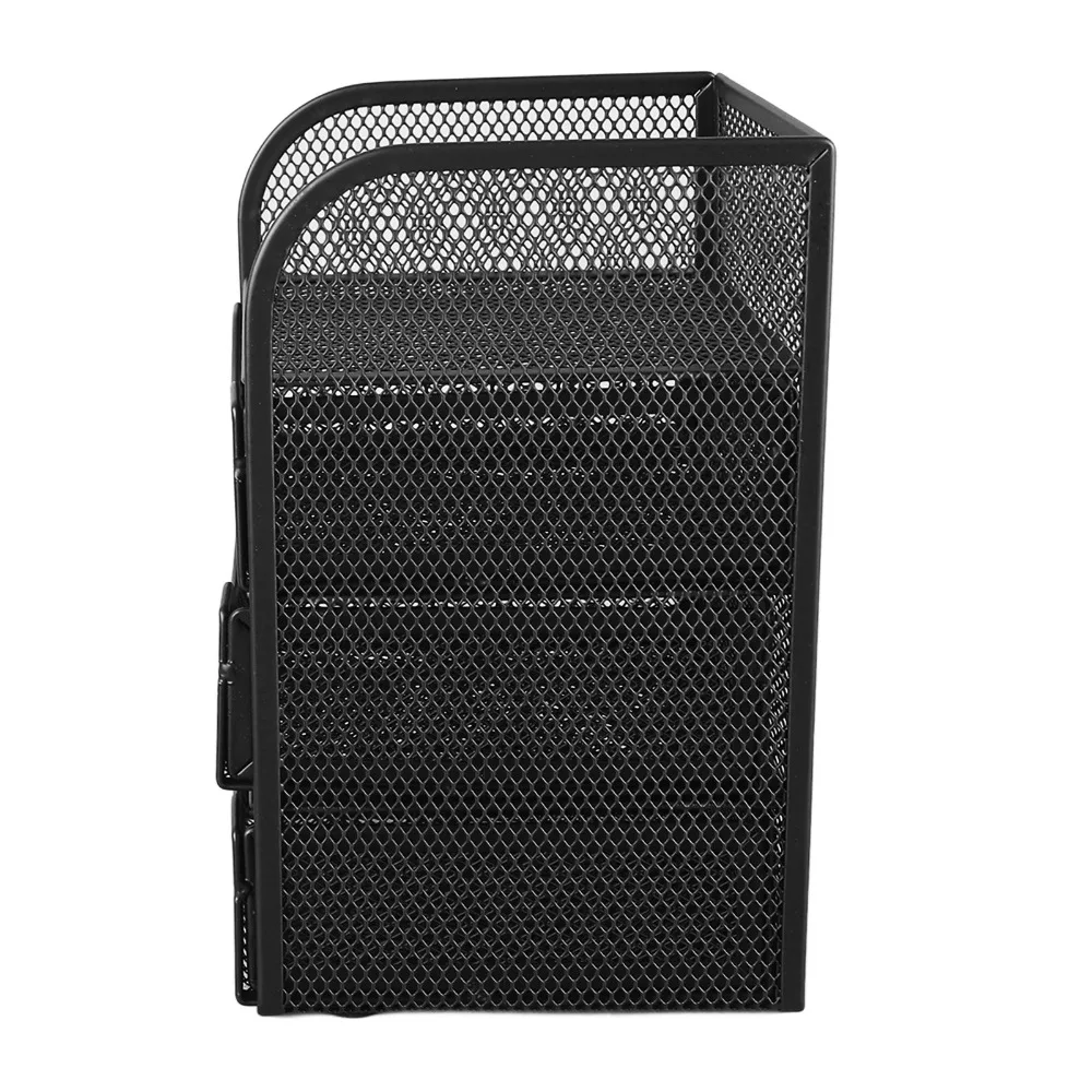 3 Drawers Desk Organizer Black Metal Office Desk Organizer Wire Mesh Multifunctional Stationery Organizer For Office