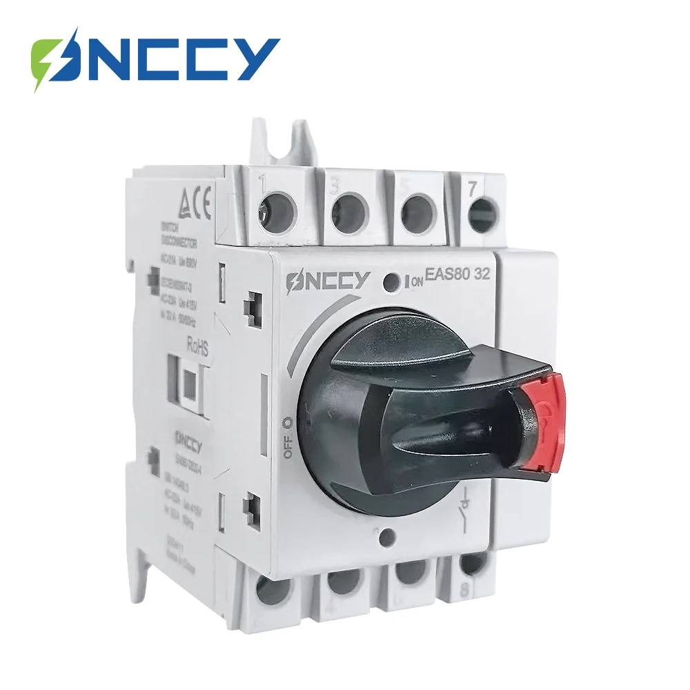 

ONCCY EAS80 AC Isolation Switch,690V 3P+1 seccionador, Din Rail Mounting Rotating Handle with Lock, Disconnector Switches