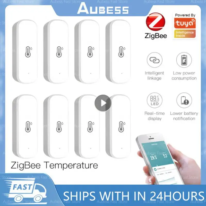 

AUBESS Tuya ZigBee 3.0 Temperature Humidity Sensor Indoor Thermometer For Alexa Google Home Via Smart Life App Control