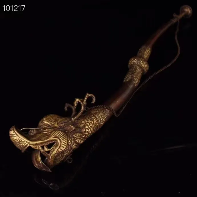 Nepal Hand-beaten Copper Dragon-head Horn, Tibetan Monastery Trumpet, Vintage Collectible