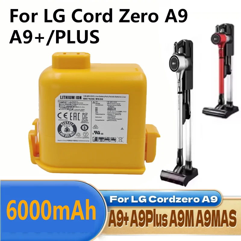 Original Battery vacuum cleaner battery for LG A9 Battery EAC63382201 A905M A9 S Code Zero Vacuum Cleaner Replacement Yellow