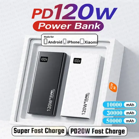 Xiaomi original 120W powerbank 50000mAh batería de repuesto externa cargador portátil carga rápida para iPhone Samsung pantalla digital banco