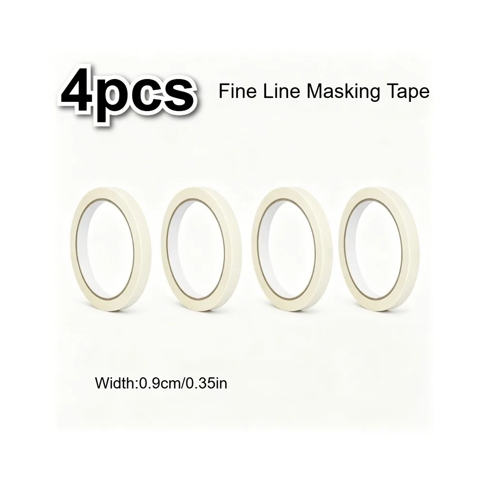 4 Rolls Masking Tape 9mm x 787.4in, Fine Line Tape for Art Painting, Sharp Edge Positioning for Model Craft, Precision