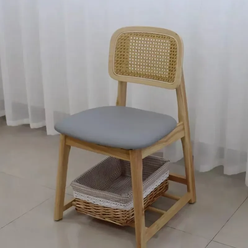 for Hotel Solid Wood Rattan Dining Chair with Storage Rotating Hot Pot Restaurant Household Commercial Barbecue Restaurant