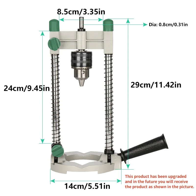 Precision Drill Holder Pipe Drill Holder Stand Drilling Guide with Adjustable Angle and Removeable Handle DIY tool