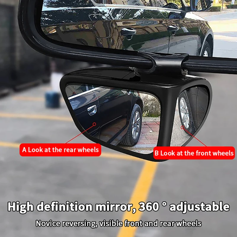 1/2Pcs Car Blind Spot Mirror Car Rearview Double-Sided Mirror 360 Degree Adjustable Wide Angle Blind Spot Mirror Reversing