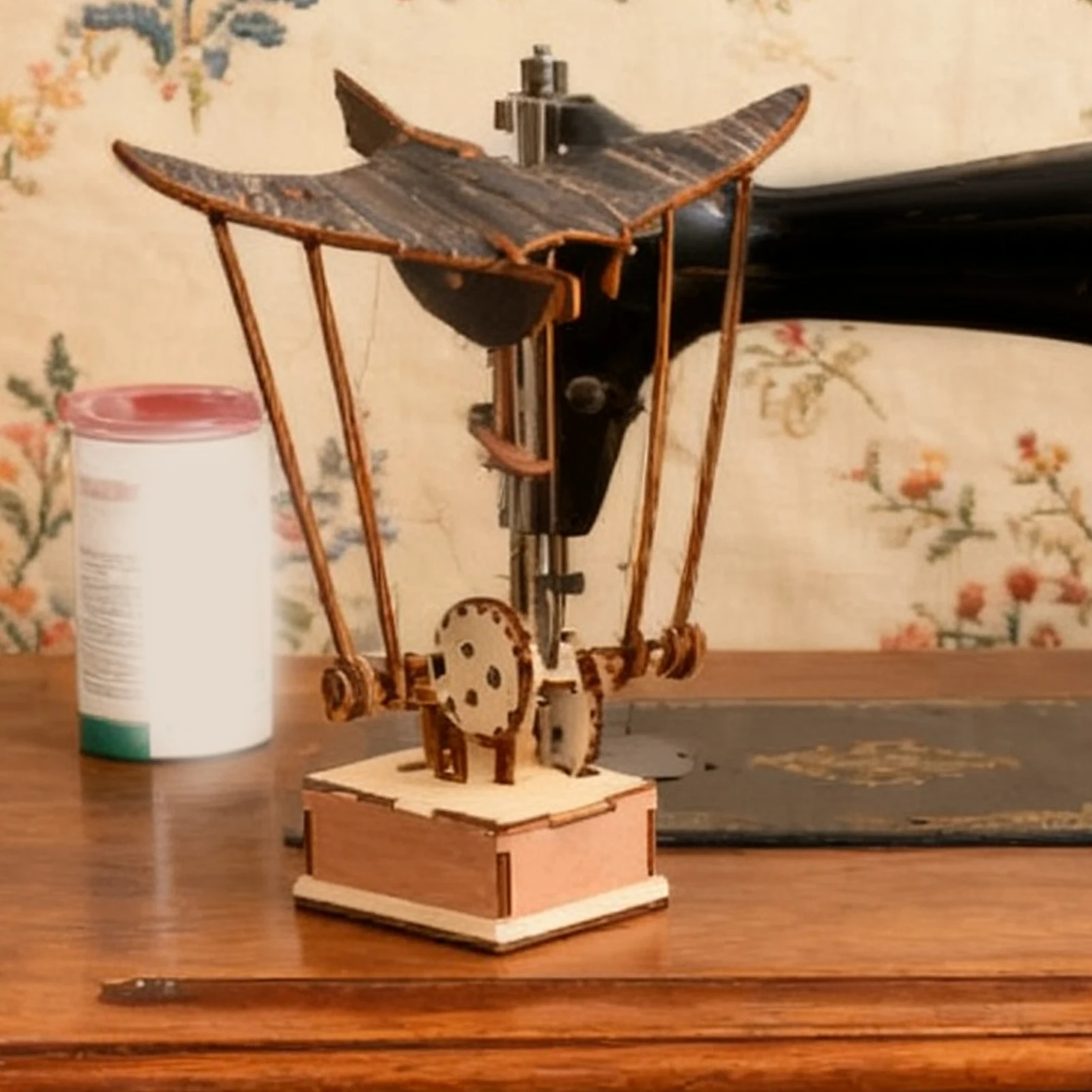 Manta de madera artesanal, Manta Ray Automaton, adornos mecánicos hechos a mano de animales en el océano, Kinetices de manivela, decoración de rompecabezas DIY