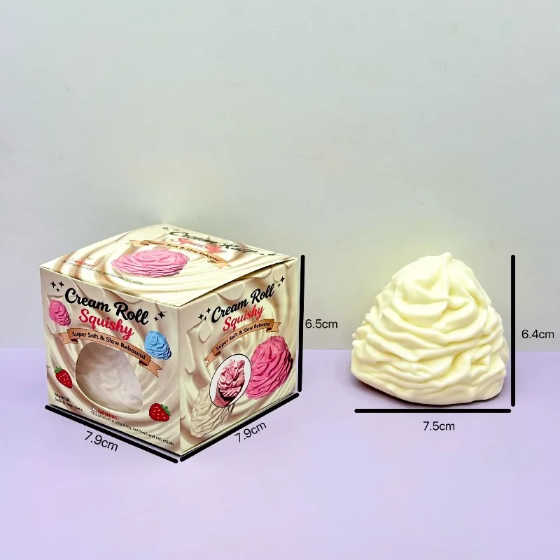 Rosa/Blau/Cremegelb Weiches Creme-Quetschspielzeug TPR Cream Puff Stressabbau-Spielzeug Stressabbau-Wunder Realistisches Creme-Roll-Spielzeug – Detail 5