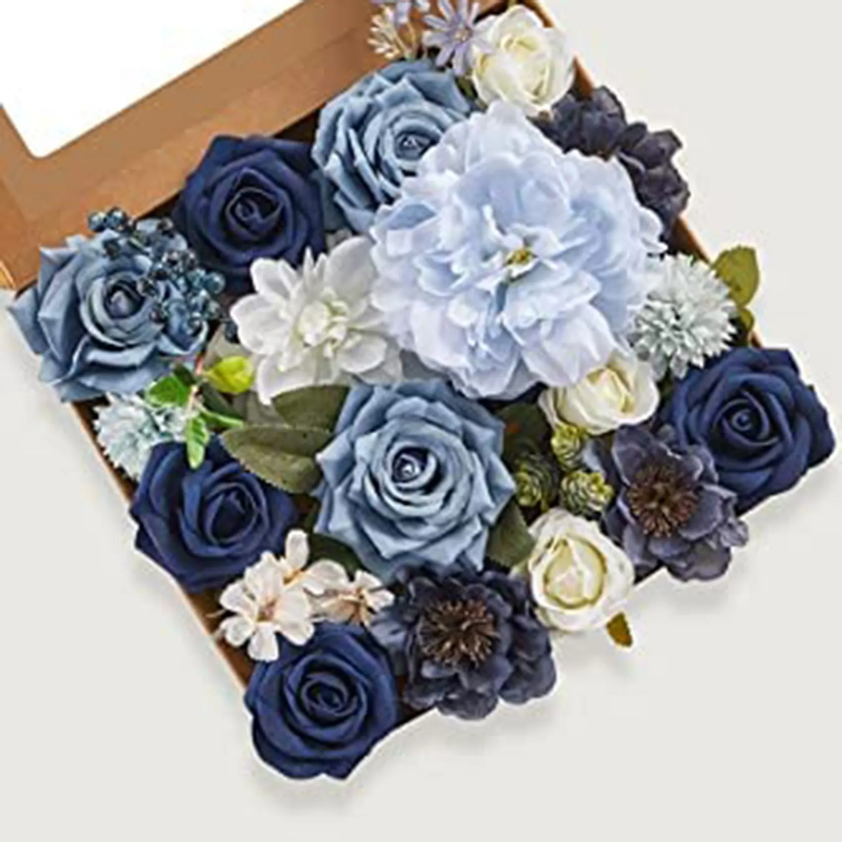 

ABEZZ Artificial Flowers Fake Dusty Blue Peony Flowers Combo for DIY Wedding Bridal Bouquets Centerpieces Home Decorations