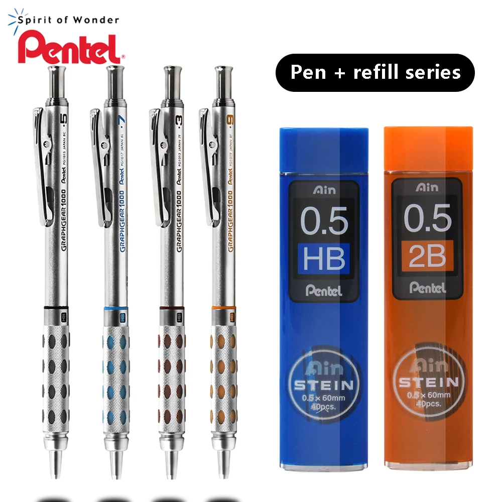 

Japan Pentel PG1015 Pen + Refill Low Center of Gravity Metal Rod Student Sketch Drawing Design Automatic Pencil Stationery