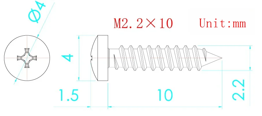 Guitar Bass Tuner Special Screw 2.2 * 10mm 60pcs Available in Four Colors, Stainless Steel Material view 5