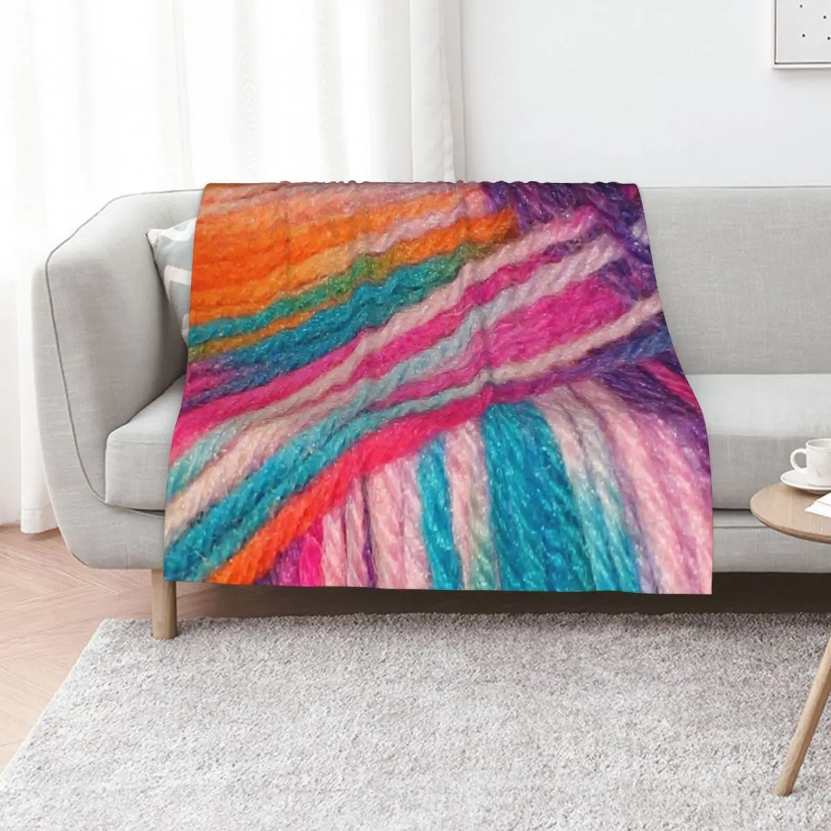 Bright Coloured Yarn Ball of Wool Knitting with Sparkle! Throw Blanket Furrys Luxury Designer Flannel Polar Blankets