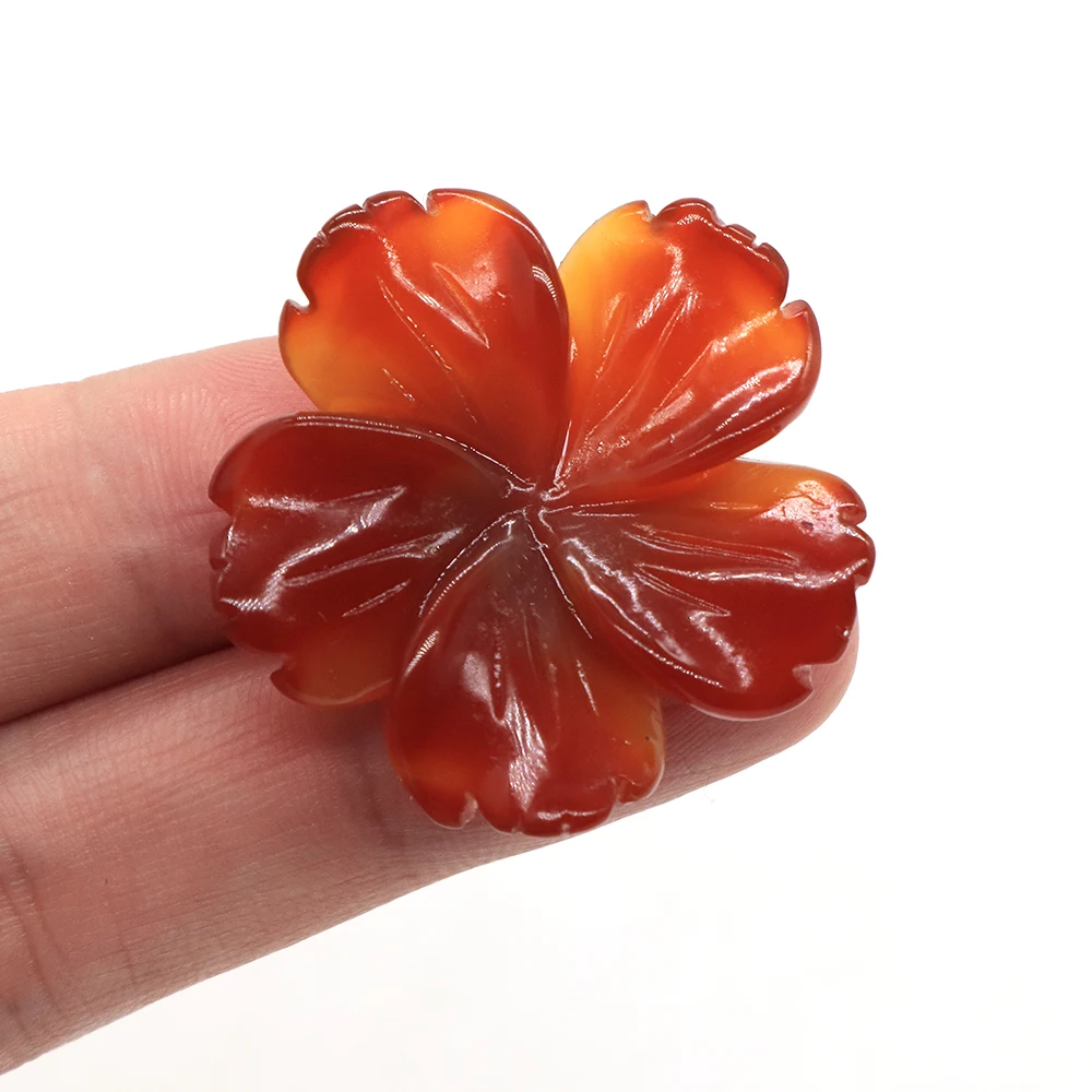 Natural Gemstone Carved Peach Blossom Statue Amazonite Red Agate Clear Quartz Reiki Healing Crystal Crafts Home Decoration Gift