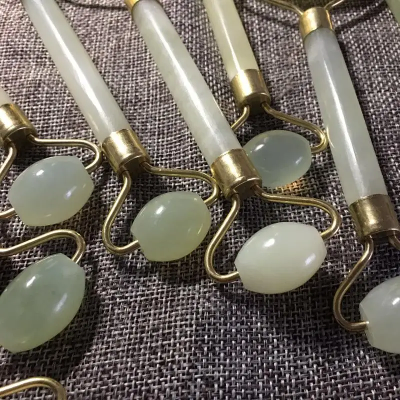 Dropshipping Natural Jade Stone Massage Roller Guasha Scraper Face Massager Facical Massage Face-lifting detox beauty equipment