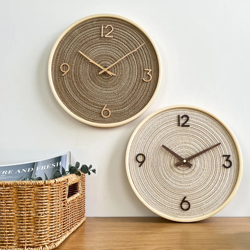 12/14 Inches Minimalist Nordic Wall Clock. Creative Solid Wood And Fabric Wall Decoration. Ins Artistic Clock.