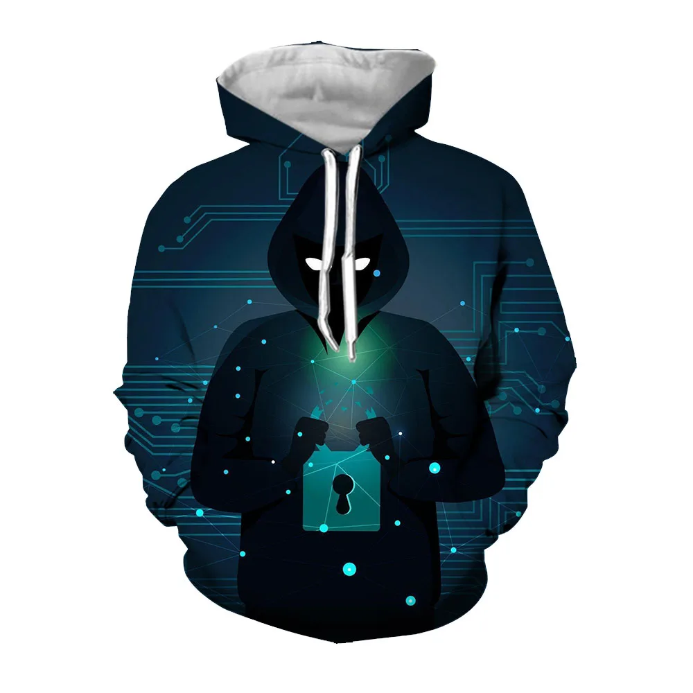 Jumeast 3D Flipper Zero Hacker Printed Men Hoodies Digital Technology Futuristic Hooded Sweatshirts Harajuku Fashion YK2 Clothes