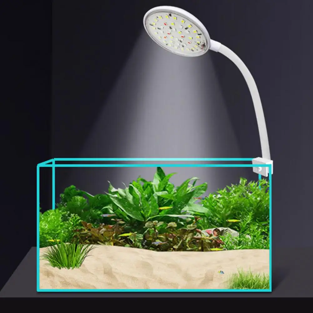 5W/7W Fish Tank Clip Lamp,USB Power LED Full Spectrum,Waterproof Algae Lighting 360-degree Tank Light for Turtle Fish Tanks