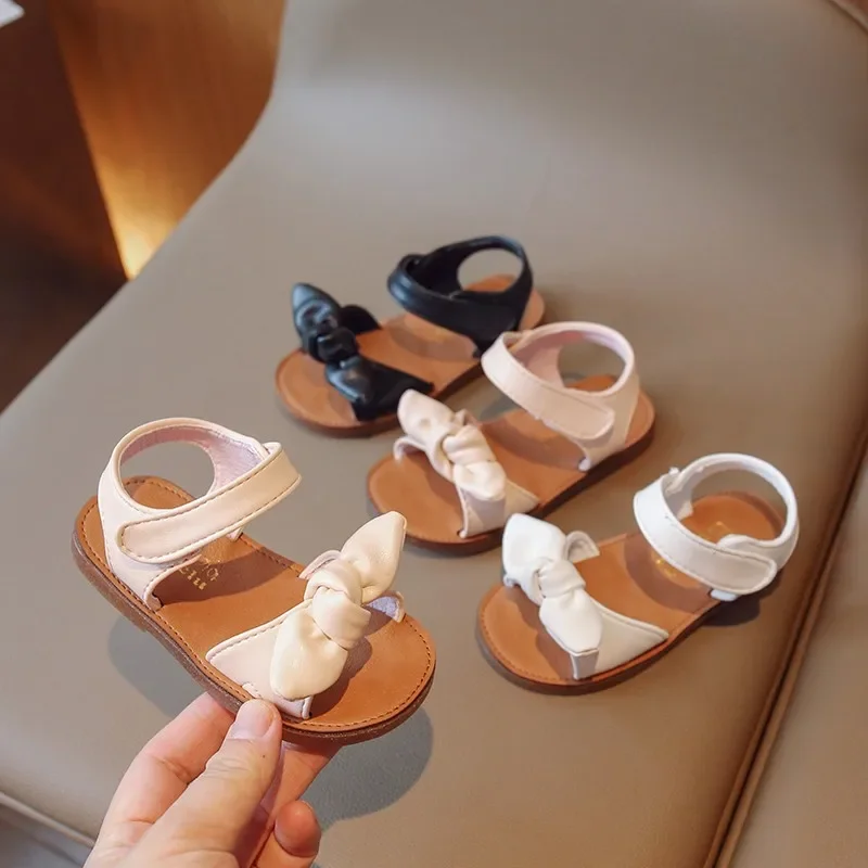 Girls Princess Sandals with Bow-knot Fashion Classic Baby Kids Beach Shoes Children Summer Sandals Simple Size 21-30 Hot Sale