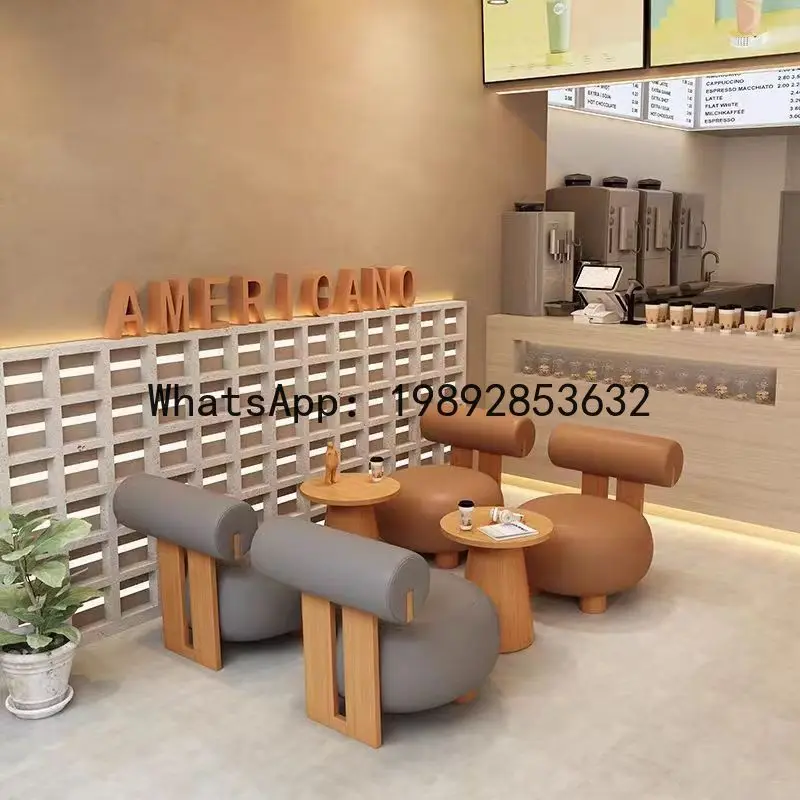 XL Cream Style Single Sofa Chair Fabric Balcony Leisure Chair Sofa Table and Chair Set