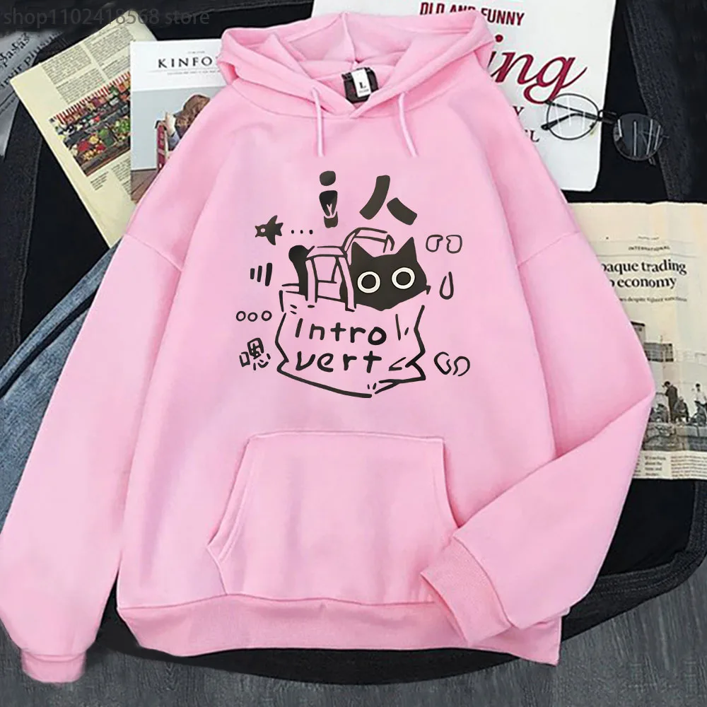 Cartoon Kawaii Cat Graphic Hoodies Fleece Long Sleeved Sweatshirt Women Winter Casual Kpop Streetwear Men Haikyuu Tracksuit Male