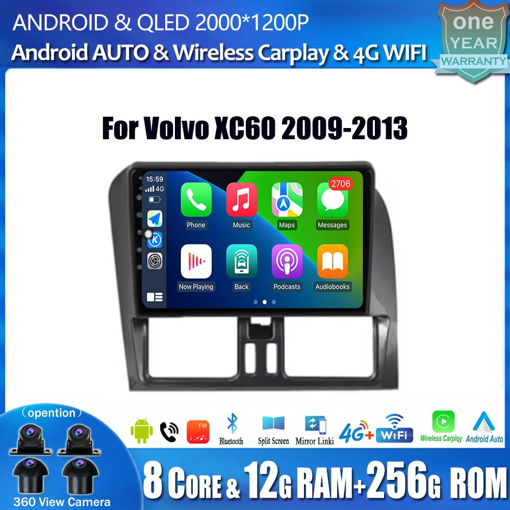 

Автомобильный радиоприемник с левым рулем для Volvo XC60 2009-2013 Android 15 Carplay Auto WIFI + 4G авторадио GPS стерео NO 2din головное устройство