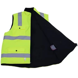 Hi Vis Vest Winter Fleece Lining Reflective Vest for Men Waterproof with Multi Pockets Safety Workwear Sleeveless Waistcoat