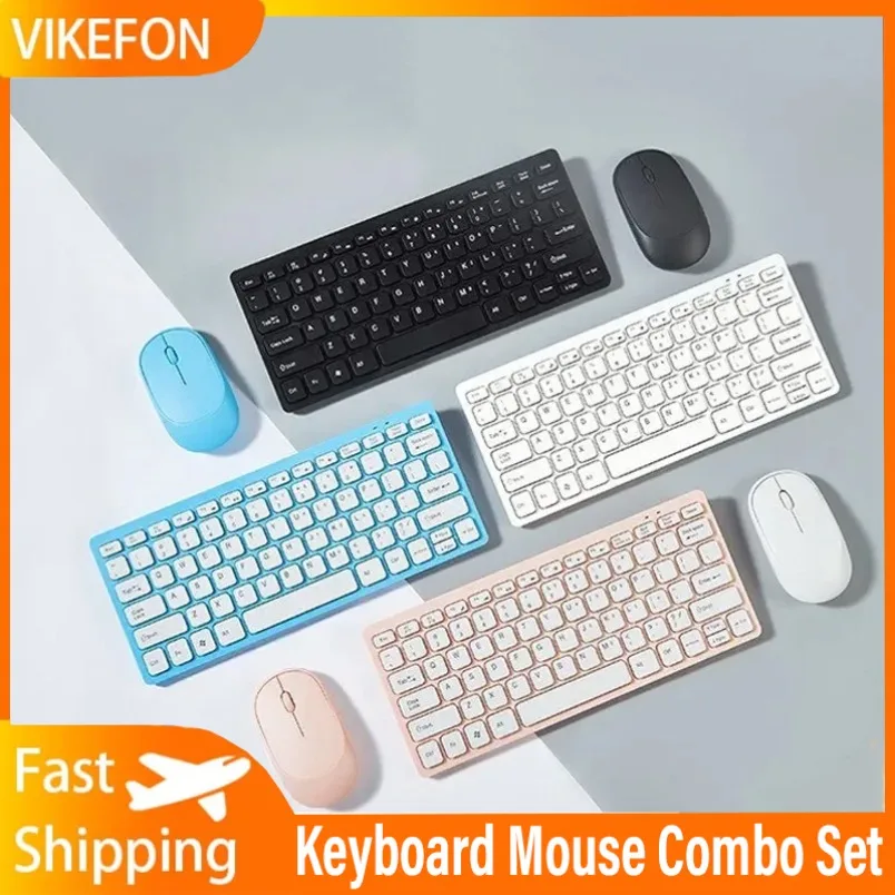 مجموعة كومبو لوحة مفاتيح وماوس لاسلكية صغيرة 2.4G محمولة لأجهزة الكمبيوتر المحمول والكمبيوتر المحمول وماك والكمبيوتر المكتبي والتلفزيون الذكي PS4