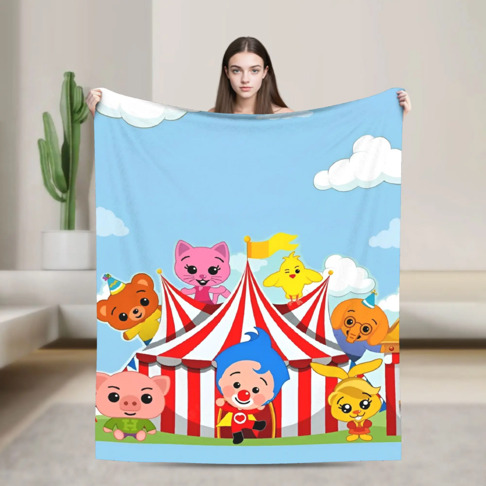 P-Plims  Knitted Blanket Cartoon Clown Fuzzy Throw Blankets Bedding Couch Decoration Soft Warm Bedspreads,