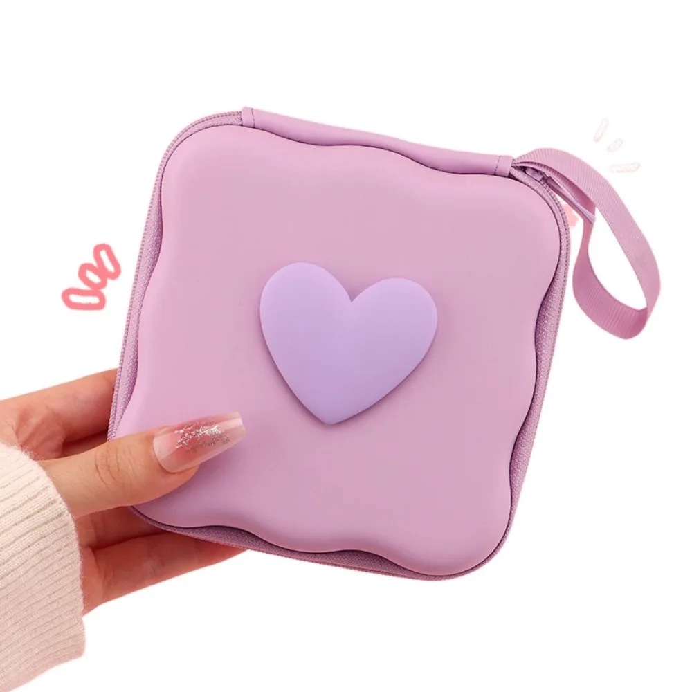 Fashion 3D Love Heart Storage Bags Portable Multifunctional Zipper Bag Convenient Pocket Pouch Headphone Data Cable