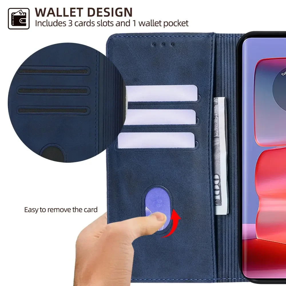 Business PU Leather Flip Wallet Case for Motorola Edge 50 Pro 50 Fusion Neo Edge 5G 2024 Shockproof Cover Card Holder