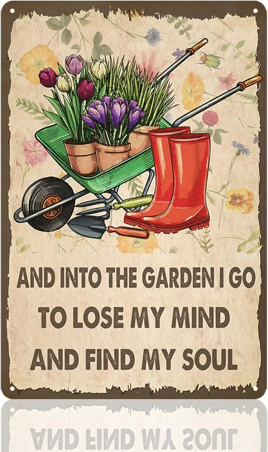 Funny Garden Signs I Go To Lose My Mind And Find My Soul Metal Tin Sign Gardens Signs Decorative Outdoor Yard Signs Decor 8x12 I