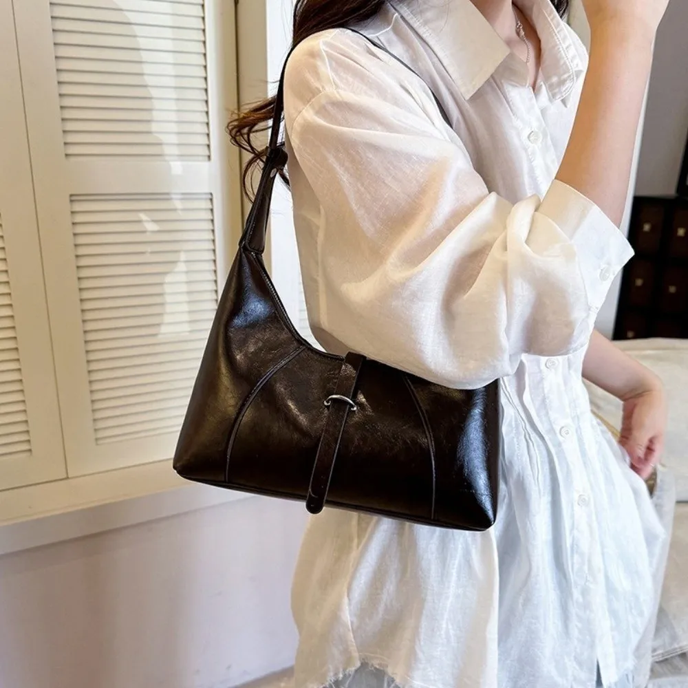 Fashion Zipper Underarm Bag Pu Leather Large Capacity Women's Handbag Solid Color Shoulder Bag Women