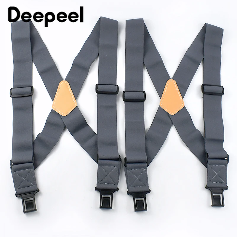 

1Pc Deepeel 5*120cm Susperders for Heavy Duty Sport Work X-Type Elastic Wide Braces Strap Plastic Adjustable Side Clip Straps