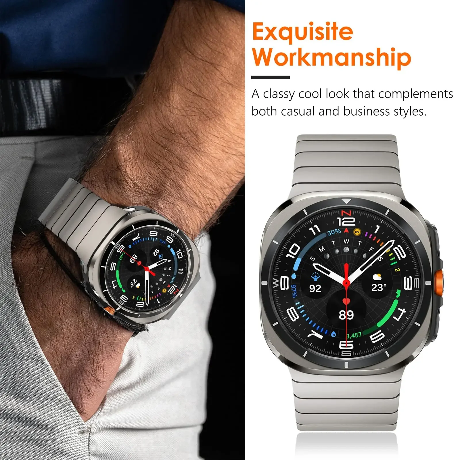 Pulseira de aço inoxidável para samsung galaxy watch ultra (2025) 47mm pulseira de metal para galaxy watch 7 6 5 4 40/44mm 5pro 45mm banda